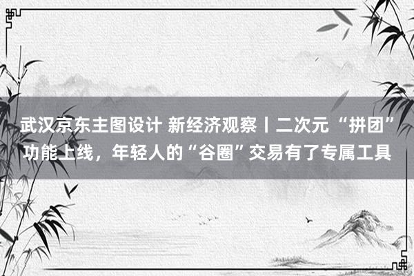 武汉京东主图设计 新经济观察丨二次元 “拼团”功能上线，年轻人的“谷圈”交易有了专属工具