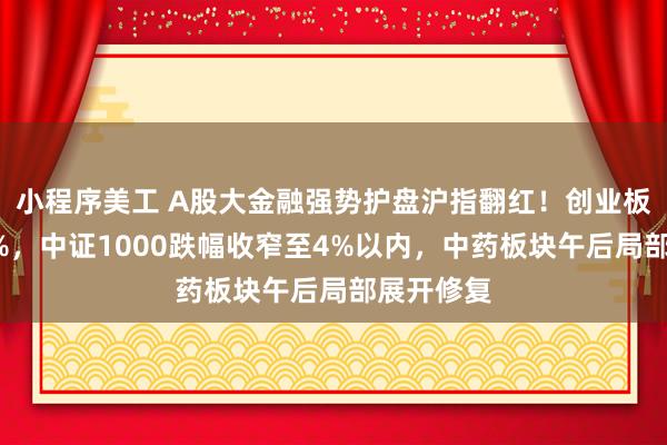 小程序美工 A股大金融强势护盘沪指翻红！创业板指涨超3%，中证1000跌幅收窄至4%以内，中药板块午后局部展开修复