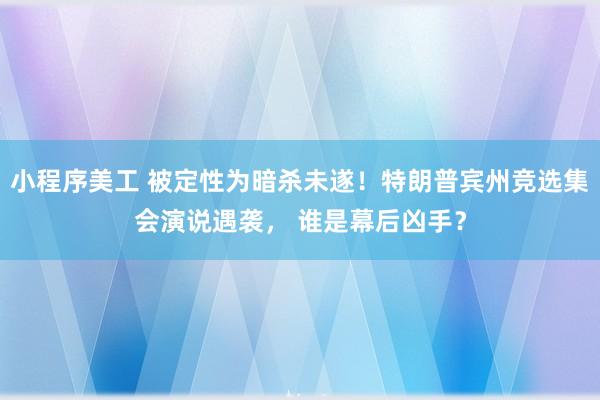 小程序美工 被定性为暗杀未遂！特朗普宾州竞选集会演说遇袭， 谁是幕后凶手？